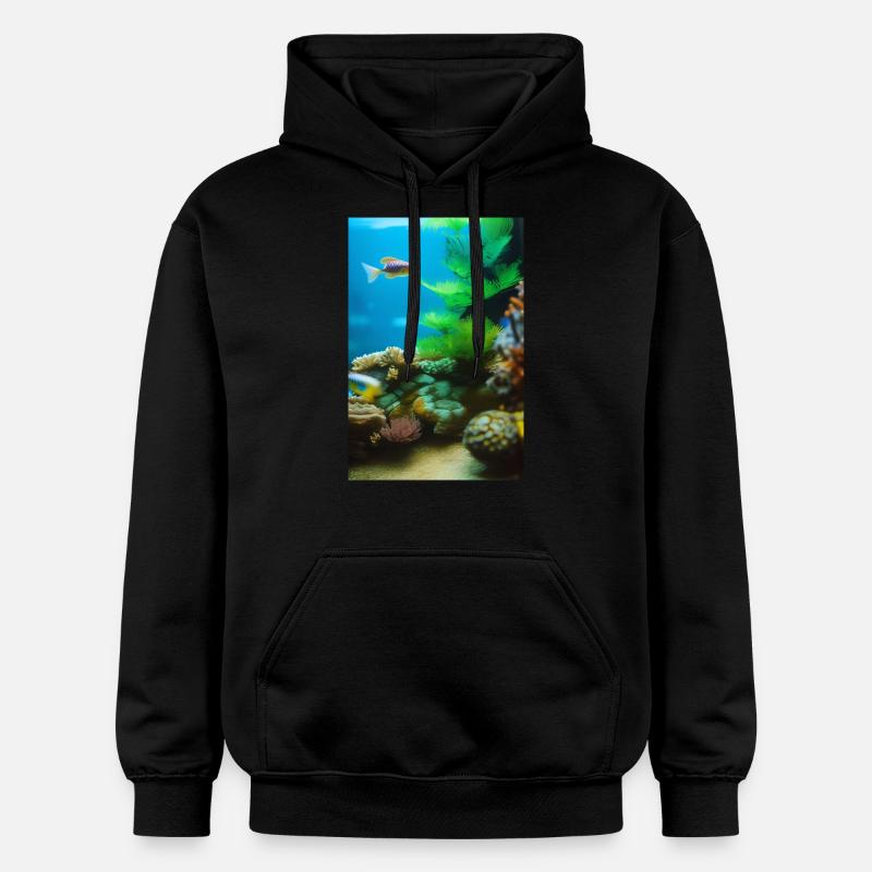 Poissons, Aquarium - Sweat à capuche Softstyle® Gildan Unisexe - noir