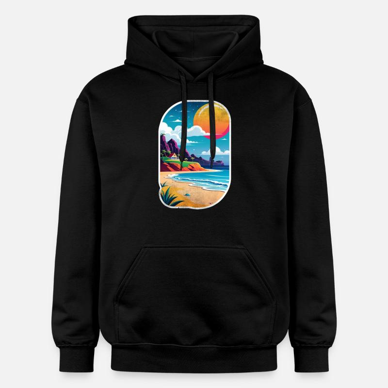 plage vacances soleil mer - Sweat à capuche Softstyle® Gildan Unisexe - noir