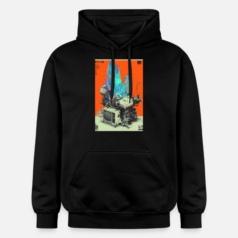 Fusion de cristaux Retro Tech - Sweat à capuche Softstyle® Gildan Unisexe - noir