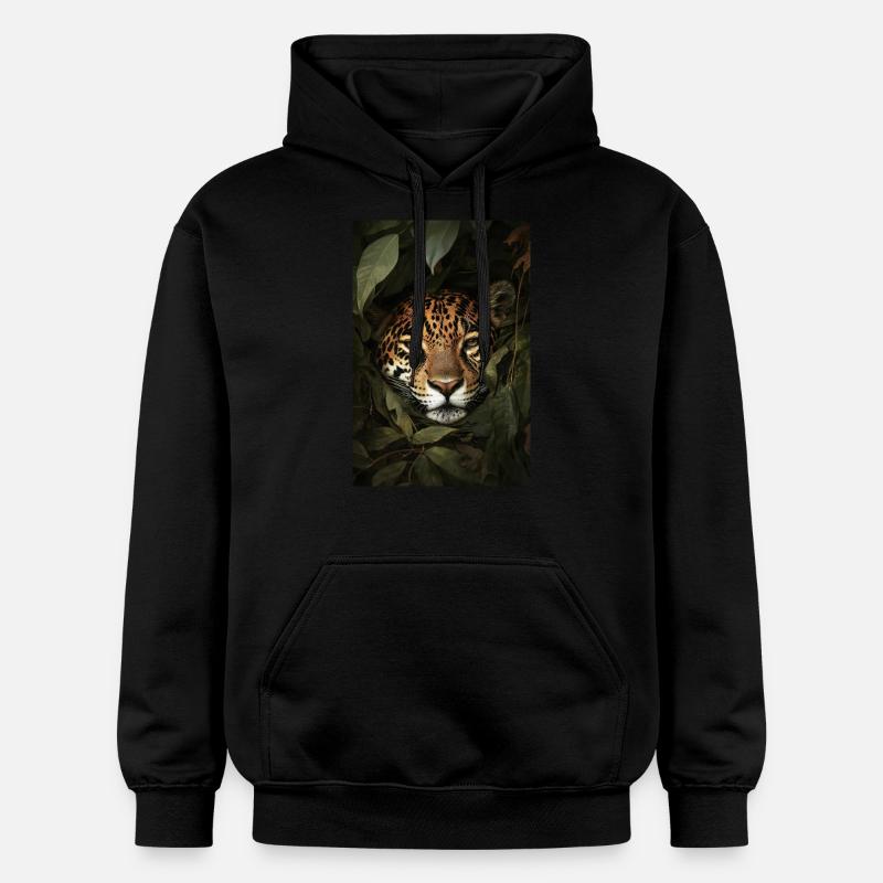 Jaguar caché dans la jungle - Sweat à capuche Softstyle® Gildan Unisexe - noir