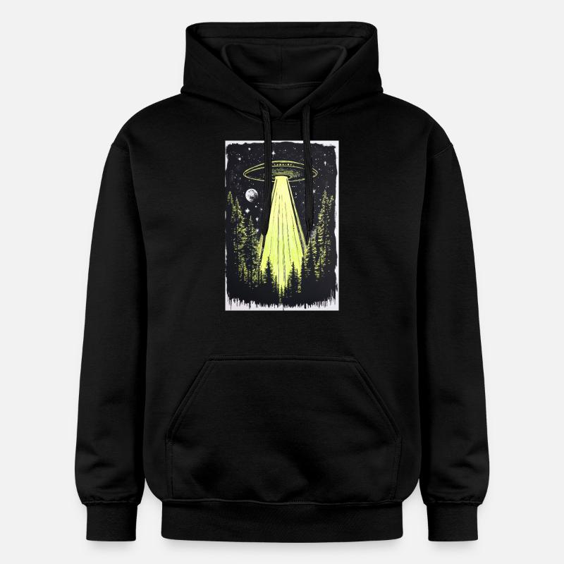 UFO in den Mitternachtskiefern - Gildan Unisex Softstyle® Midweight Hoodie - Schwarz