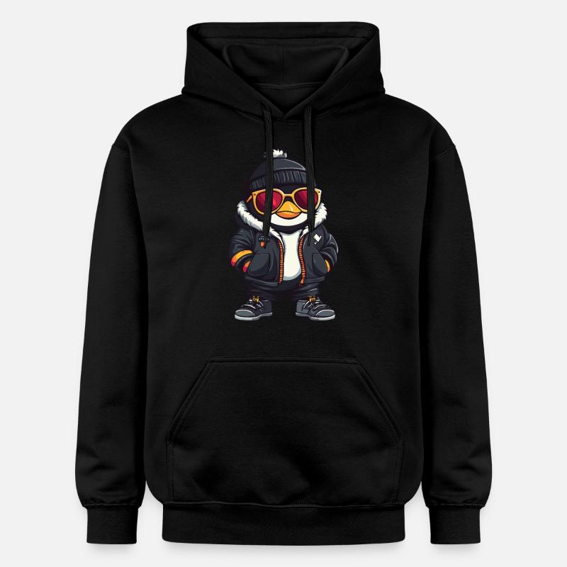 Pinguin Cool Comic - Gildan Unisex Softstyle® Midweight Hoodie - Schwarz