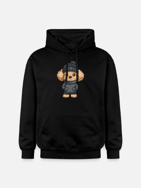 Poodle Dog Winter - Gildan Unisex Softstyle® Midweight Hoodie - black