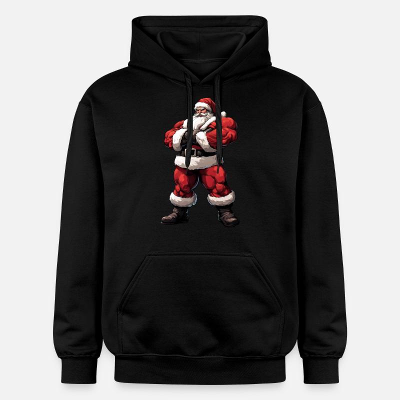 Père Noël Bodybuilder - Sweat à capuche Softstyle® Gildan Unisexe - noir