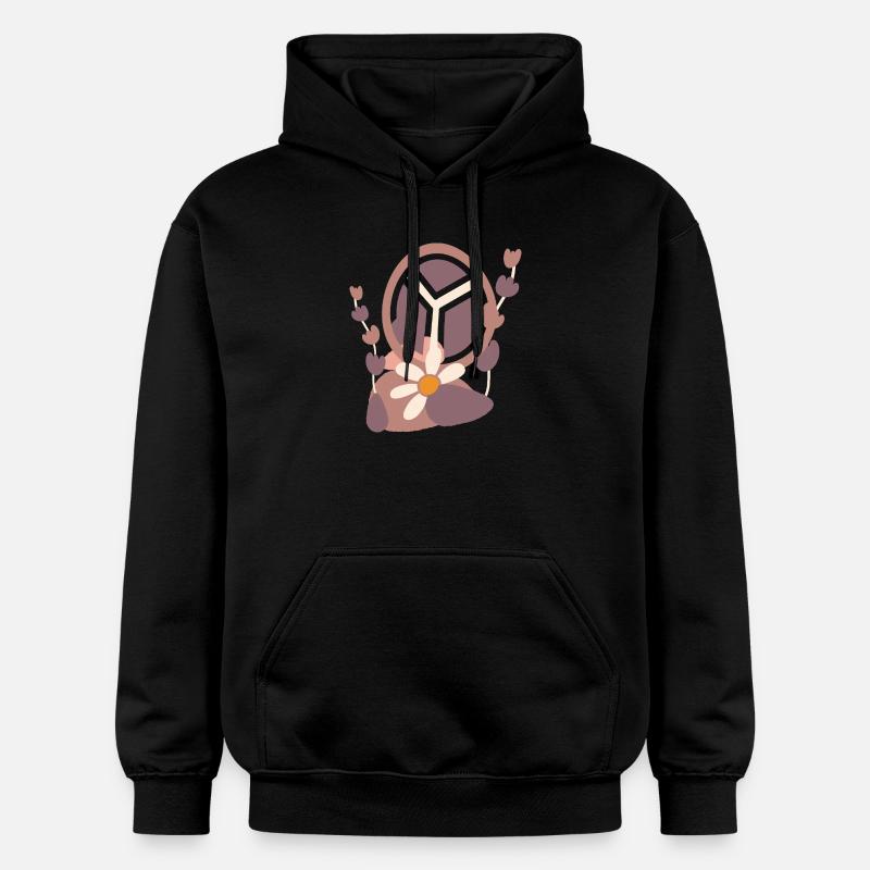Signe de paix avec fleur - Sweat à capuche Softstyle® Gildan Unisexe - noir