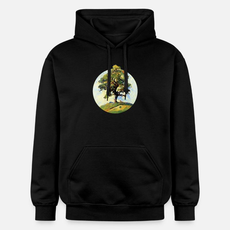 Peinture | Arbre Sur Une Colline - Sweat à capuche Softstyle® Gildan Unisexe - noir