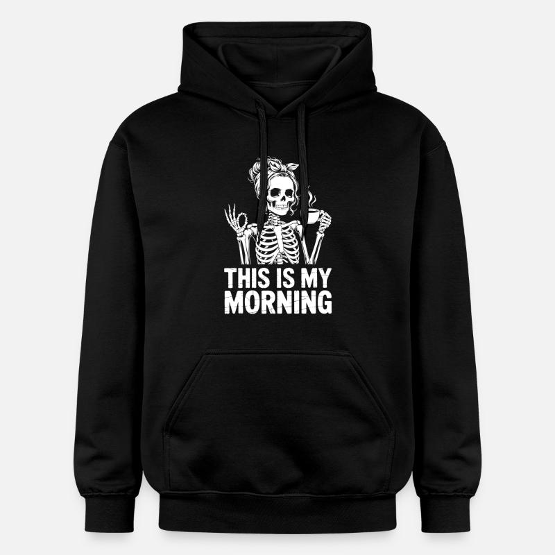 Skeleton Coffee Salutation du matin - Sweat à capuche Softstyle® Gildan Unisexe - noir