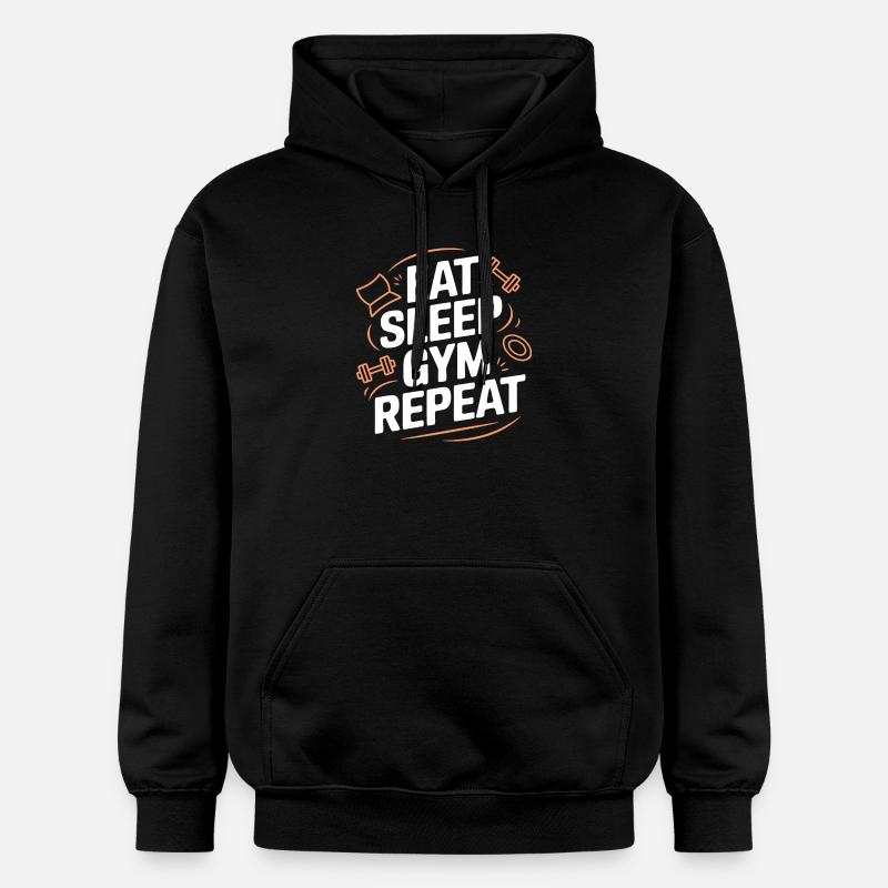 Manger dormir Gym Répéter - Sweat à capuche Softstyle® Gildan Unisexe - noir