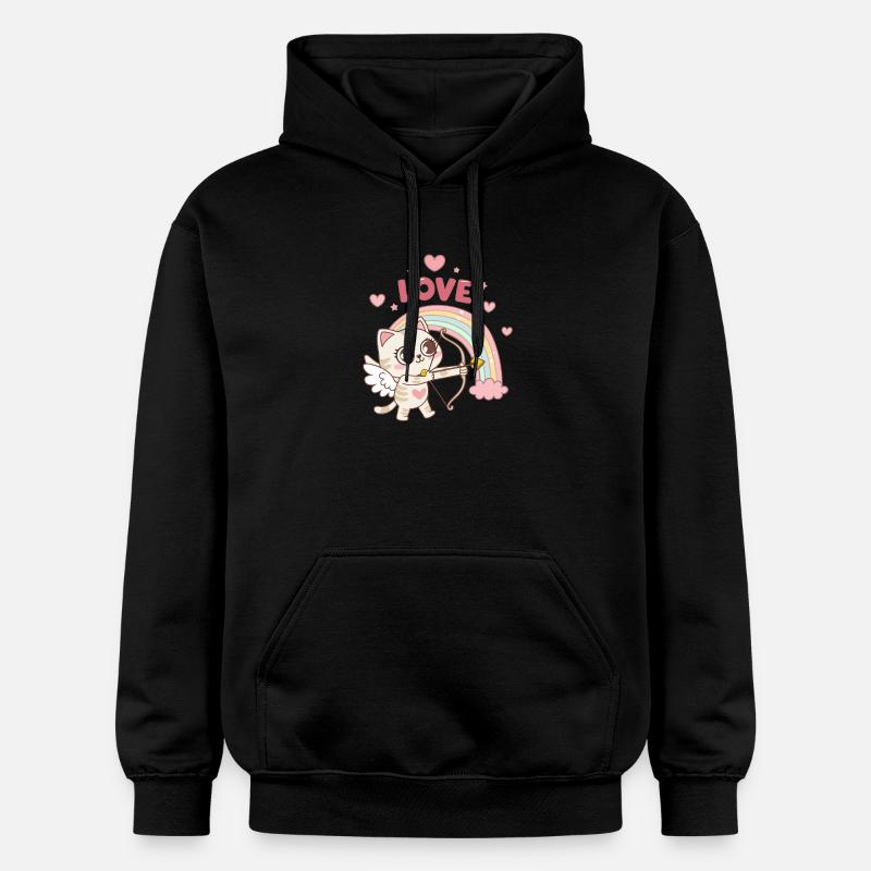Chat céleste arcenciel amour - Sweat à capuche Softstyle® Gildan Unisexe - noir