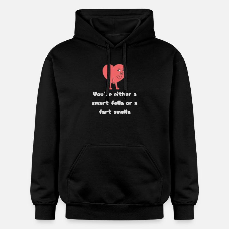Schlauer Kerl oder Furz-Smella-Herz - Gildan Unisex Softstyle® Midweight Hoodie - Schwarz