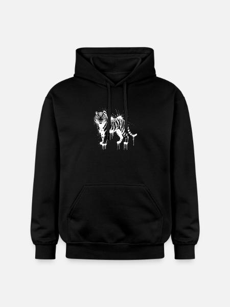 Weiß gespritzter Tiger - Gildan Unisex Softstyle® Midweight Hoodie - Schwarz
