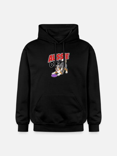Aussie On! Playful Frisb Dog - Gildan Unisex Softstyle® Midweight Hoodie - black