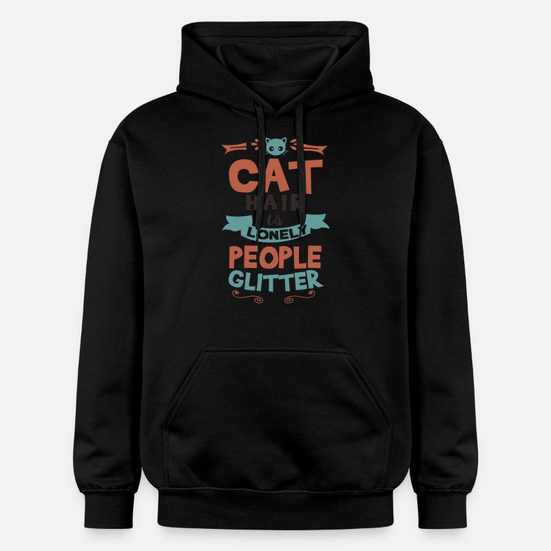 cat hair is gliter - Sweat à capuche Softstyle® Gildan Unisexe - noir