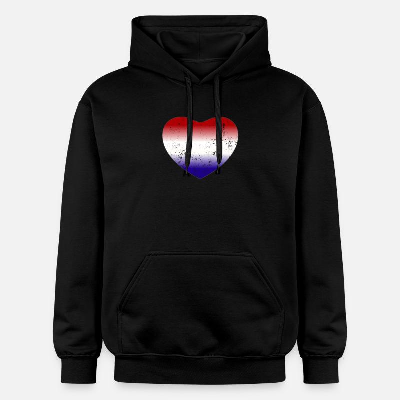 Hollande Pays-Bas Drapeau Herz - Sweat à capuche Softstyle® Gildan Unisexe - noir