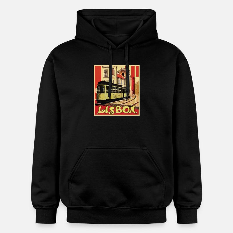 Lisboa Tram - Gildan Unisex Softstyle® Midweight Hoodie - Schwarz
