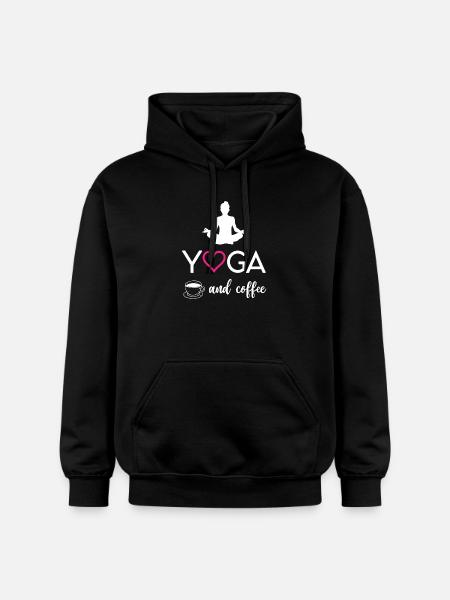 Yoga and Coffee - Gildan Unisex Softstyle® Midweight Hoodie - black