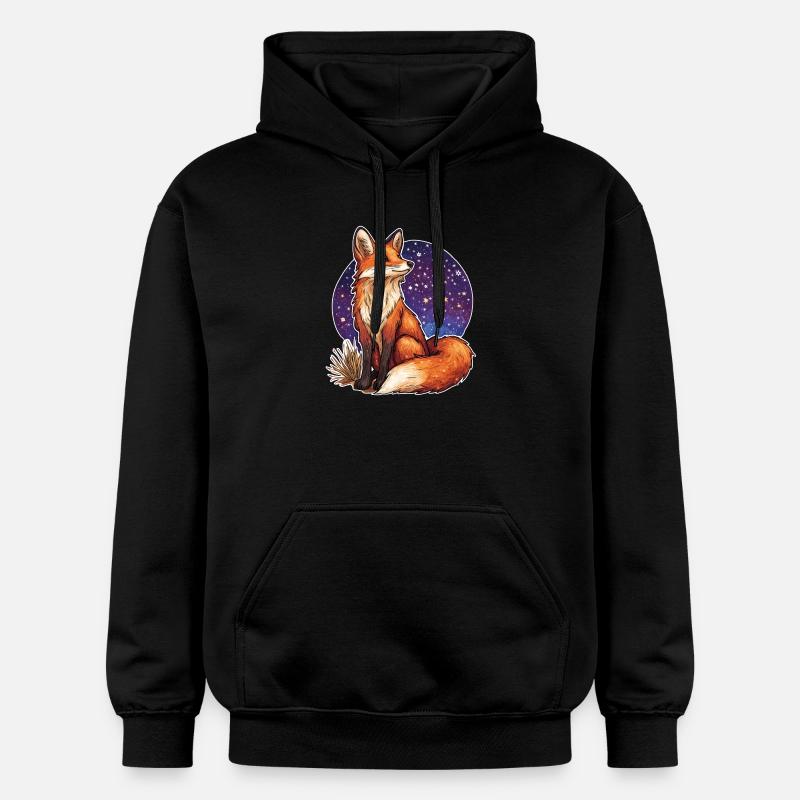 Renard et ciel étoilé - Sweat à capuche Softstyle® Gildan Unisexe - noir