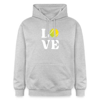 Tennis-Liebhaber - Gildan Unisex Softstyle® Midweight Hoodie - Hellgrau meliert - Vorne - Liana (172cm) & Jaron (178cm)