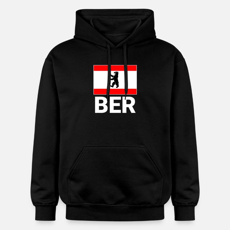 Drapeau de Berlin avec abréviation BER - Sweat à capuche Softstyle® Gildan Unisexe - noir