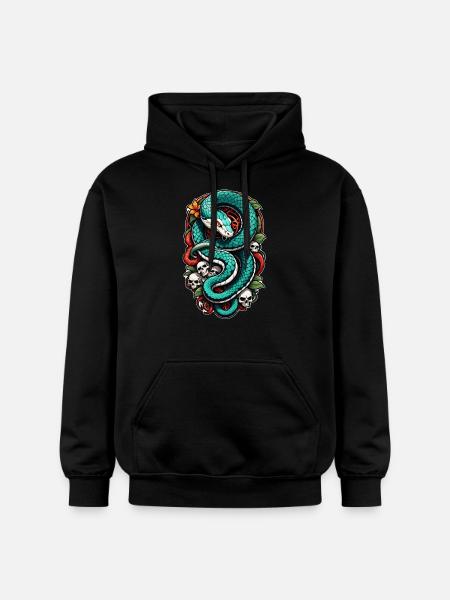 Schlangenskelett und Tattoo - Gildan Unisex Softstyle® Midweight Hoodie - Schwarz