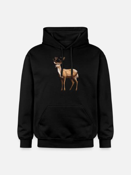 Hirsch Tier - Gildan Unisex Softstyle® Midweight Hoodie - Schwarz