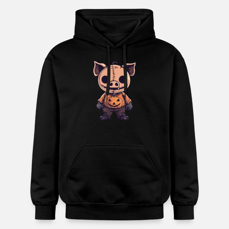 Cochon Halloween Bande dessinée Drôle - Sweat à capuche Softstyle® Gildan Unisexe - noir