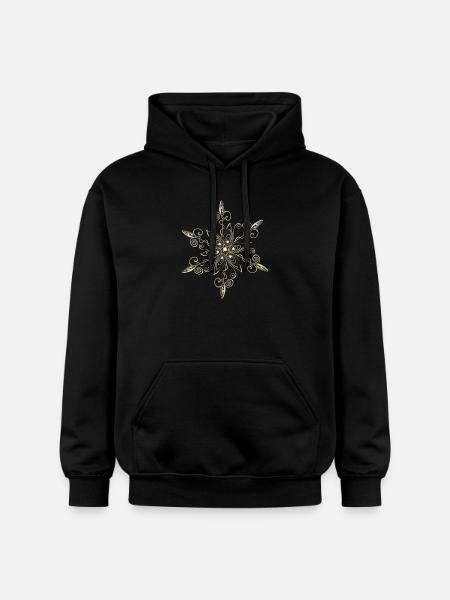 Snowflake Star Ice Crystal - Gildan Unisex Softstyle® Midweight Hoodie - black