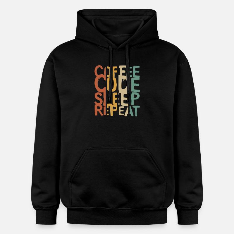 Coffee Code Sleep Repeat – Developer Design - Gildan Unisex Softstyle® Midweight Hoodie - black