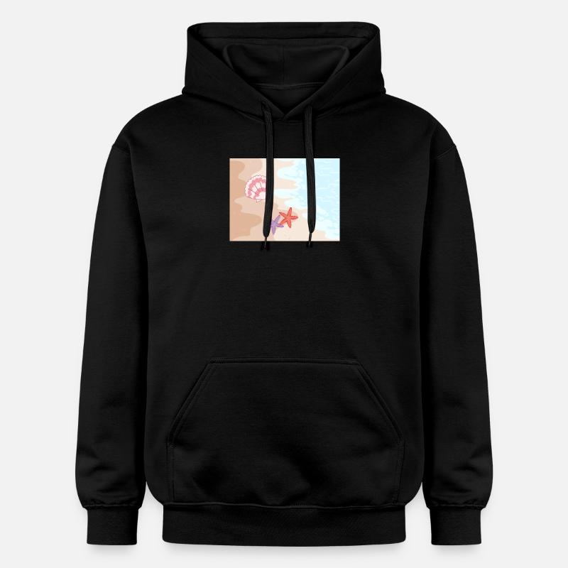 Summer beach starfish and shells - Gildan Unisex Softstyle® Midweight Hoodie - black