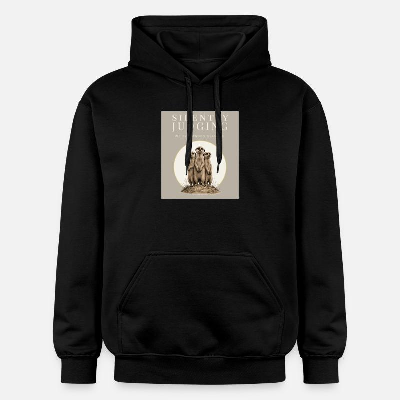 Trio de suricates jugeant silencieusement - Sweat à capuche Softstyle® Gildan Unisexe - noir