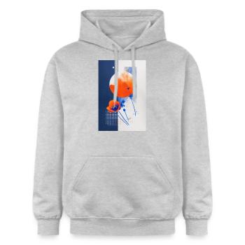 Mohnblume - Gildan Unisex Softstyle® Midweight Hoodie - Hellgrau meliert - Vorne - Liana (172cm) & Jaron (178cm)