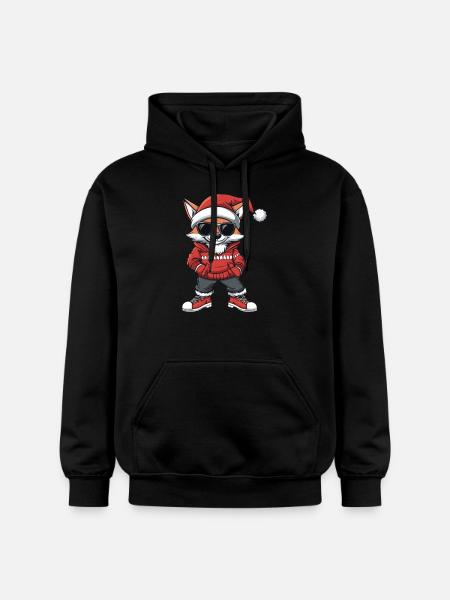 Fox Christmas Comic Cool - Gildan Unisex Softstyle® Midweight Hoodie - black