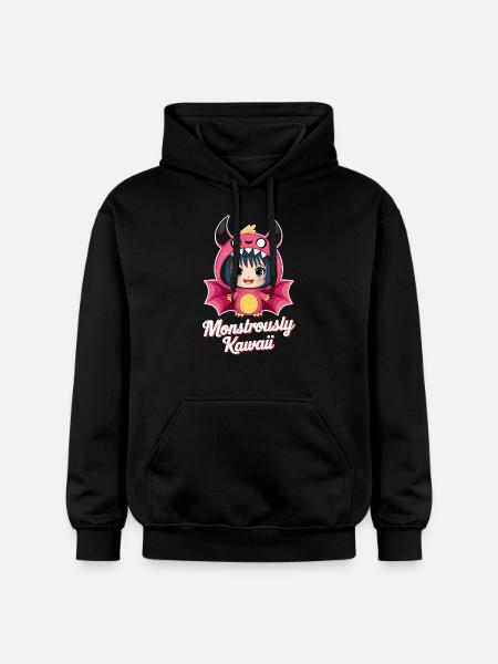 Anime-Mädchen im Monsteranzug - Gildan Unisex Softstyle® Midweight Hoodie - Schwarz