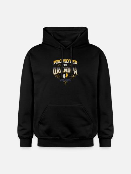 Promoted To Grandpa Est 2025 Cool New Grandfather - Gildan Unisex Softstyle® Midweight Hoodie - black