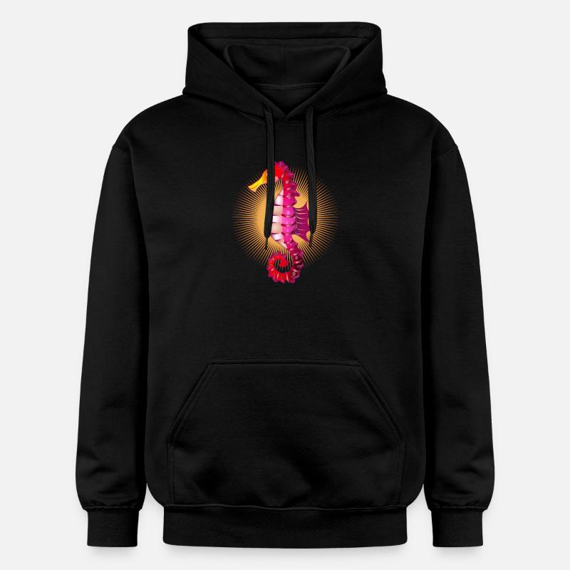 niedliches strahlendes Seepferdchen im Comic Stil - Gildan Unisex Softstyle® Midweight Hoodie - Schwarz