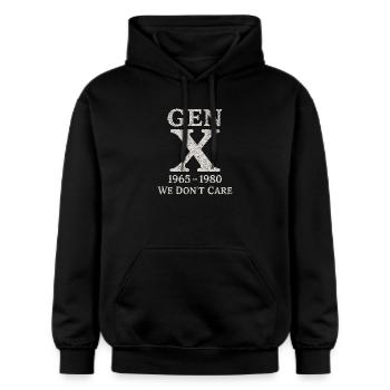 Generation X - We don't care - Gildan Unisex Softstyle® Midweight Hoodie - Schwarz - Vorne - Marisol (170cm) & Nik (191cm)