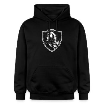 Pferd Boxer - Gildan Unisex Softstyle® Midweight Hoodie - Schwarz - Vorne - Marisol (170cm) & Nik (191cm)
