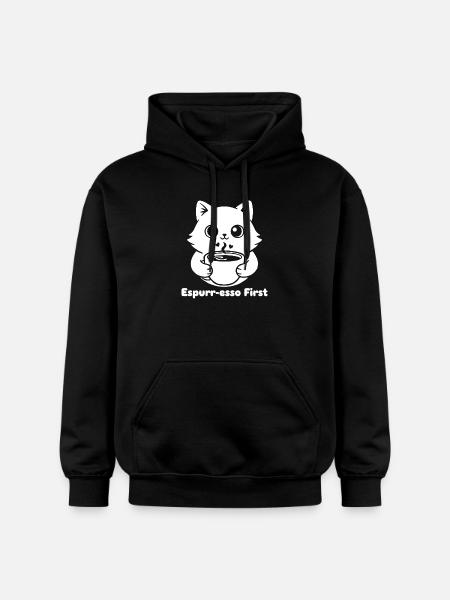 CatCoffee Kawaii Illustration - Sweat à capuche Softstyle® Gildan Unisexe - noir