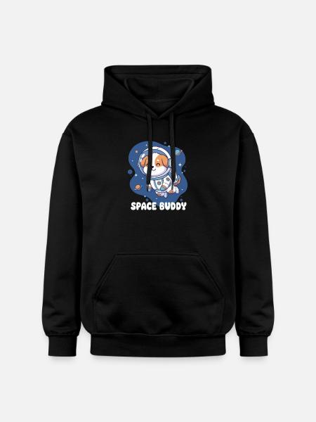 Chien astronaute compagnon de l’espace - Sweat à capuche Softstyle® Gildan Unisexe - noir