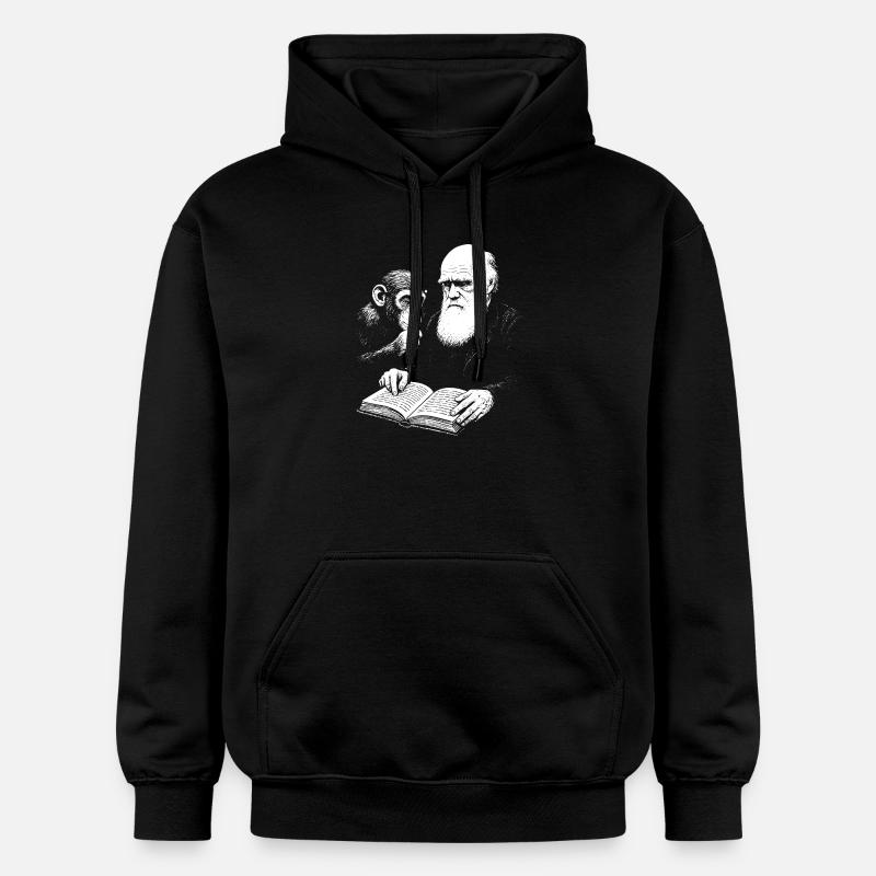 Charles Darwin étudie avec Monkey - Sweat à capuche Softstyle® Gildan Unisexe - noir