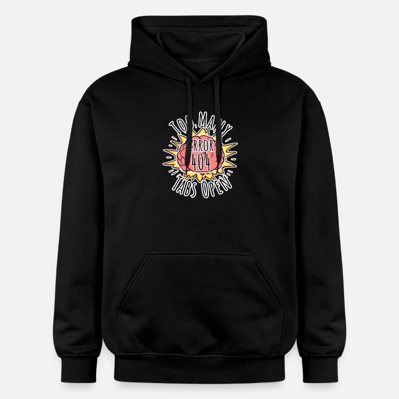 Brain Error 404 - Too many tabs open! Boom! - Gildan Unisex Softstyle® Midweight Hoodie - black