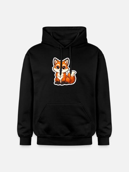 Cute Fox Motif in Cartoon Style - Gildan Unisex Softstyle® Midweight Hoodie - black