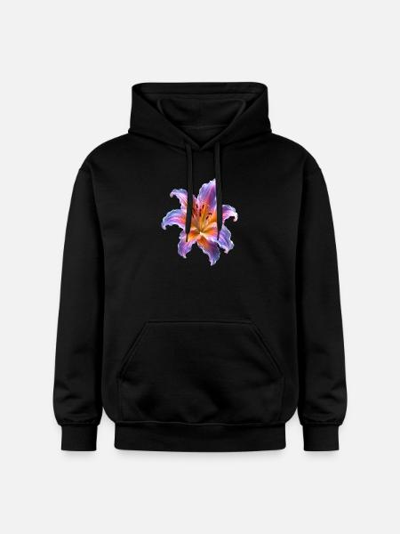 Motif floral abstrait Glowing Lily - Sweat à capuche Softstyle® Gildan Unisexe - noir