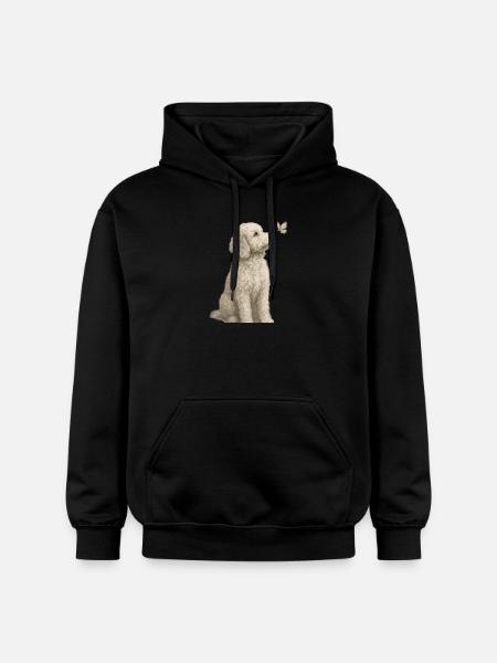 Poodle with Butterfly Dogs Motif - Gildan Unisex Softstyle® Midweight Hoodie - black