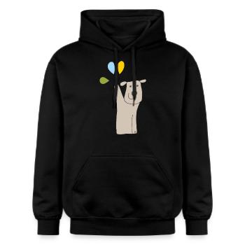Chien avec des ballons - Sweat à capuche Softstyle® Gildan Unisexe - noir - Devant - Marisol (170cm) & Nik (191cm)