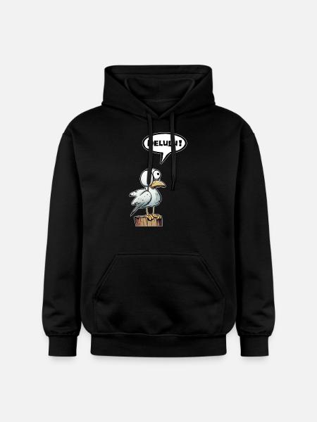 Seagull speech bubble Delulu - Gildan Unisex Softstyle® Midweight Hoodie - black