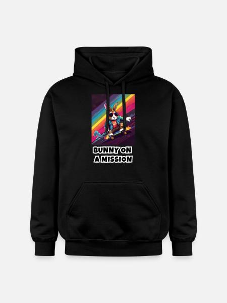 Bunny on a Mission - Gildan Unisex Softstyle® Midweight Hoodie - black