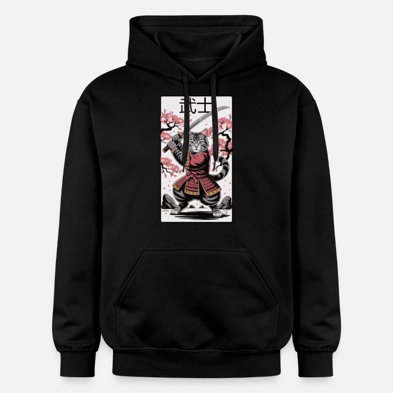 Chat guerrier – Puissance de l’anime - Sweat à capuche Softstyle® Gildan Unisexe - noir