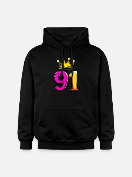 91 Number Crown - Gildan Unisex Softstyle® Midweight Hoodie - black