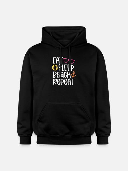 Eat Sleep Beach Repeat - Gildan Unisex Softstyle® Midweight Hoodie - black